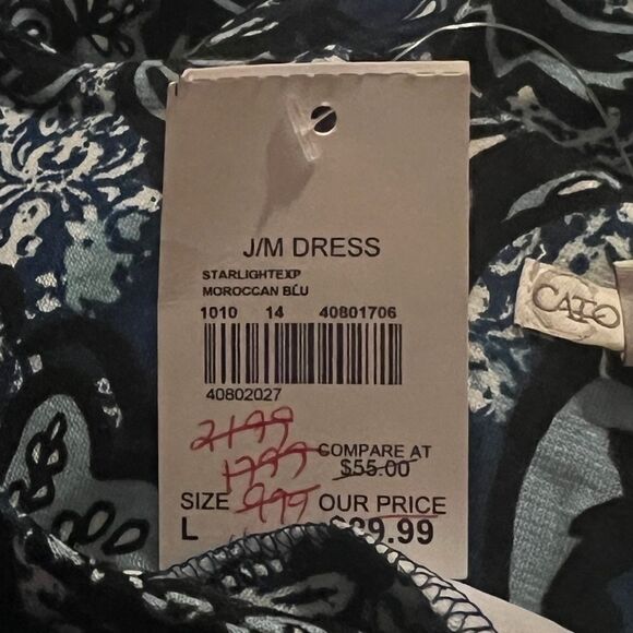 Cato Womens Moroccan Blue Starlight Paisley Wrap Dress Large NWT - Picture 8 of 8